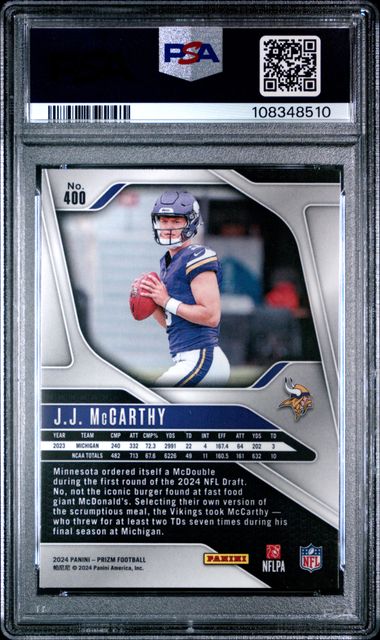 2024 Panini Prizm Jj Mccarthy #400 Mint 9 back