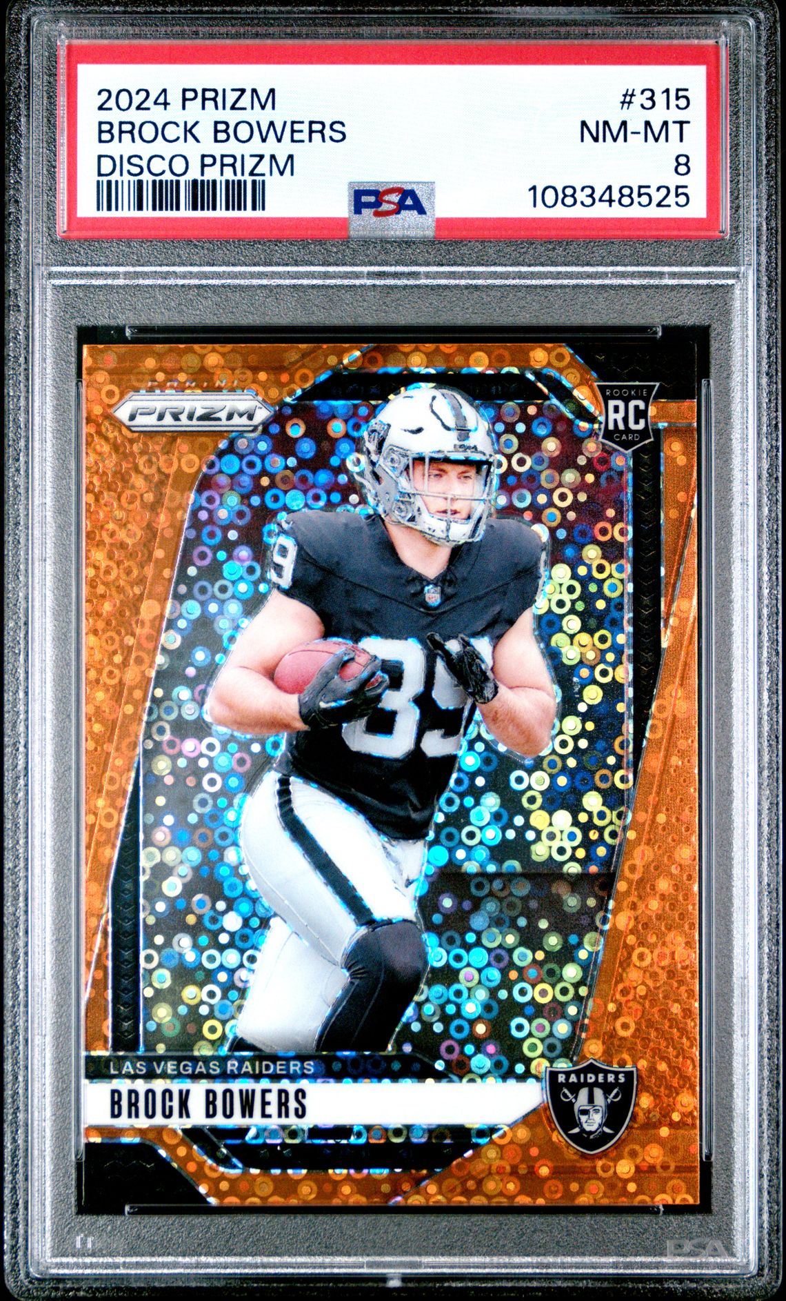 2024 Panini Prizm Brock Bowers #315 (Disco Prizm) Nm-Mt 8 front