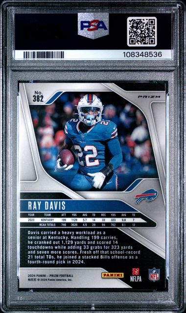 2024 Panini Prizm Ray Davis #382 (Silver Prizm) Nm-Mt 8 back