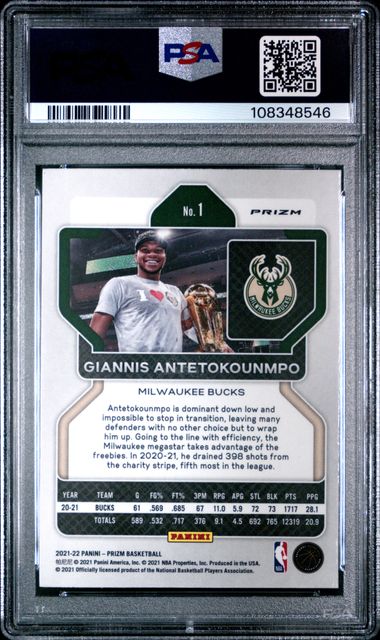 2021 Panini Prizm G.antetokounmpo #1 (Ice) Mint 9 back
