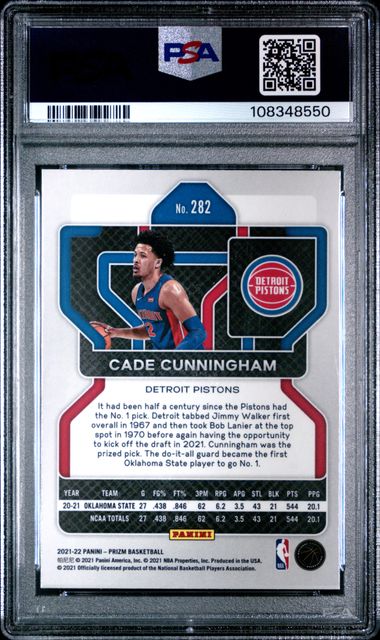 2021 Panini Prizm Cade Cunningham #282 Mint 9 back