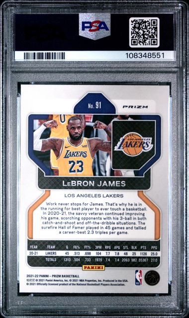 2021 Panini Prizm Lebron James #91 (Silver Prizm) Nm-Mt 8 back