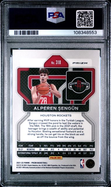 2021 Panini Prizm Alperen Sengun #318 (Silver Prizm) Nm-Mt 8 back