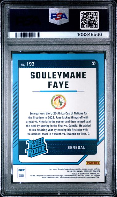 2024-25 Panini Donruss Fifa Souleymane Faye #193 (Red Cubic) Nm-Mt 8 back
