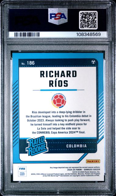 2024-25 Panini Donruss Fifa Richard Rios #186 (Red Cubic) Mint 9 back