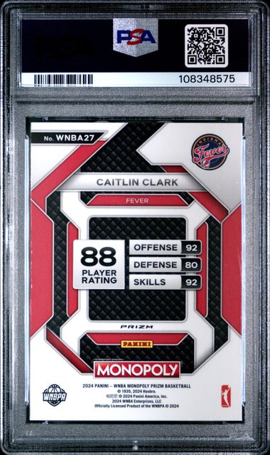 2024 Panini Prizm Monopoly Wnba Insert Caitlin Clark #27 (Insert-Silver Prizm) Gem Mt 10 back