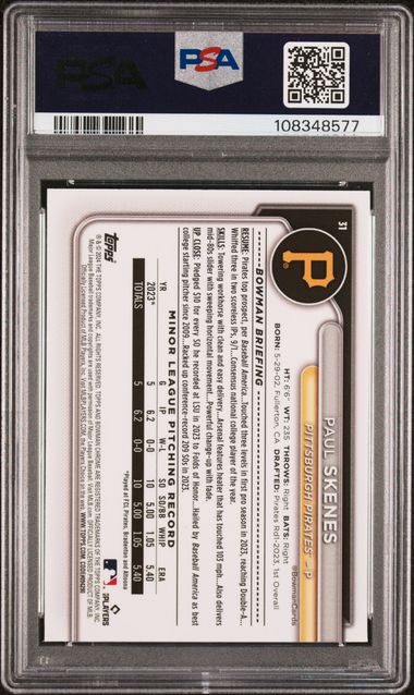 2024 Bowman Chrome Mega Box Paul Skenes #31 Mint 9 back