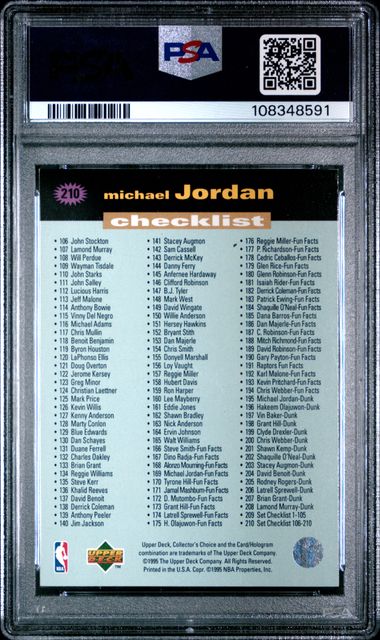 1995 Collector's Choice Michael Jordan #210 (Player's Club) Mint 9 back