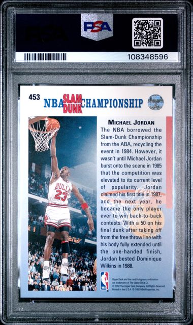 1992 Upper Deck Michael Jordan #453 (Correct, Champ.in 87 & 88) Nm 7 back