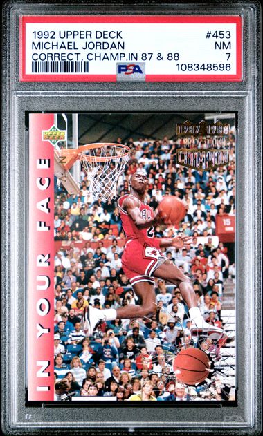 1992 Upper Deck Michael Jordan #453 (Correct, Champ.in 87 & 88) Nm 7 front