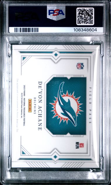 2023 Panini National Treasures Rookie Signatures Field Pass De'von Achane #Da Ex-Mt 6 back