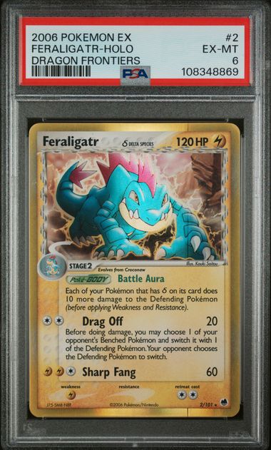 2006 Pokemon Ex Dragon Frontiers Feraligatr-Holo #2 (Dragon Frontiers) Ex-Mt 6 front