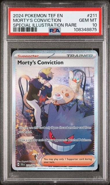 2024 Pokemon Tef En-Temporal Forces Morty's Conviction #211 (Special Illustration Rare) Gem Mt 10 front