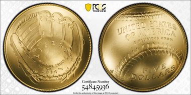 2014-W $5 Baseball Hall of Fame MS70