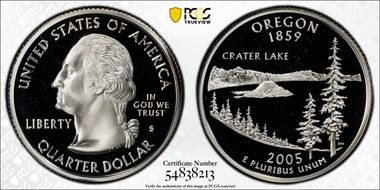 2005-S 25C Oregon Silver PR69DCAM