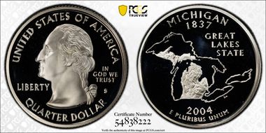 2004-S 25C Michigan Silver PR70DCAM