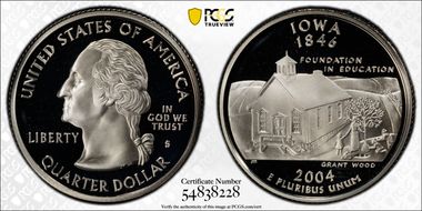 2004-S 25C Iowa Silver PR70DCAM
