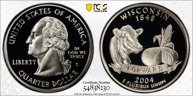 2004-S 25C Wisconsin Silver PR69DCAM