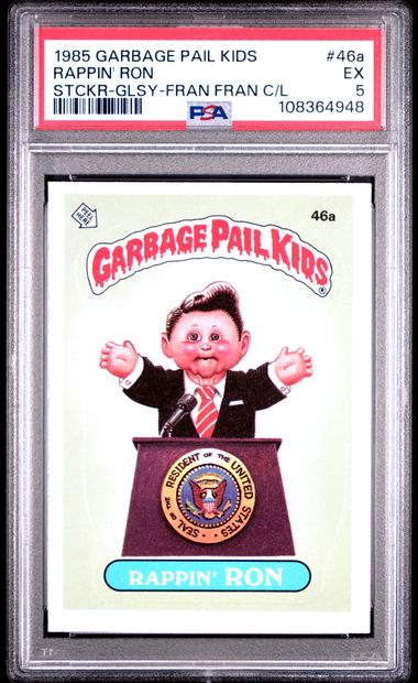 1985 Garbage Pail Kids GARBAGE PAIL KIDS STICKERS CHECKLIST #46A Rappin' Ron front
