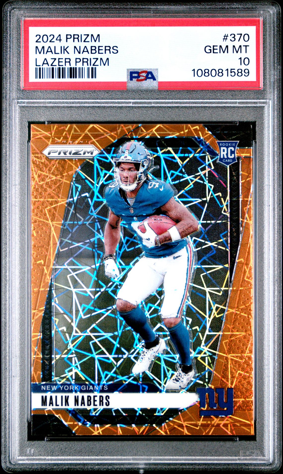 2024 Panini Prizm Malik Nabers #370 (Lazer Prizm) Gem Mt 10 front