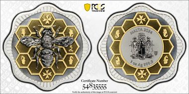 2024 € 5 Maltese Bee Selective Gilt MS70