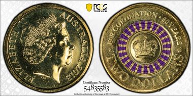 2013-C $2 Coronation Colorized MS66