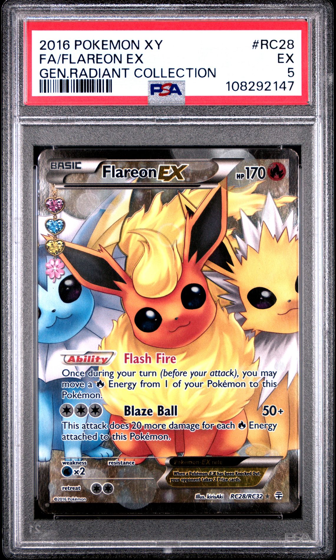 2016 Pokemon POKEMON XY GENERATIONS RADIANT COLLECTION Full Art #RC28 Fa/Flareon Ex front