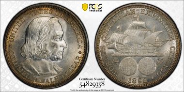 1892 50C Columbian MS64