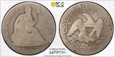 1853 50C Arrows & Rays AG3