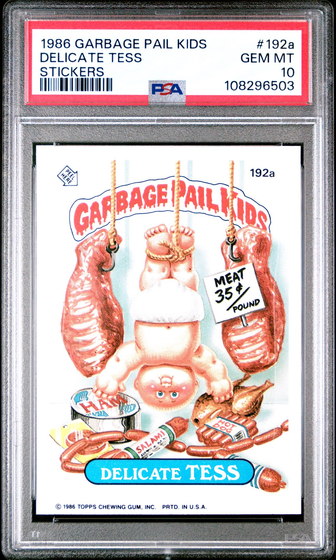 1986 Topps GARBAGE PAIL KIDS STICKERS #192A Delicate Tess front