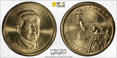 2014-P $1 Calvin Coolidge Position A MS67