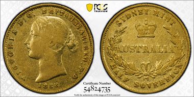 1858-SY 1/2 Sov SO∀EREIGN VF25