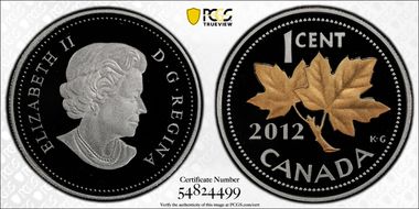 2012 1C Penny Ag Select Gilt Farewell Penny PR69DCAM