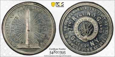 1875 Token Rulau NY-NL 2, Bunker Hill MS63