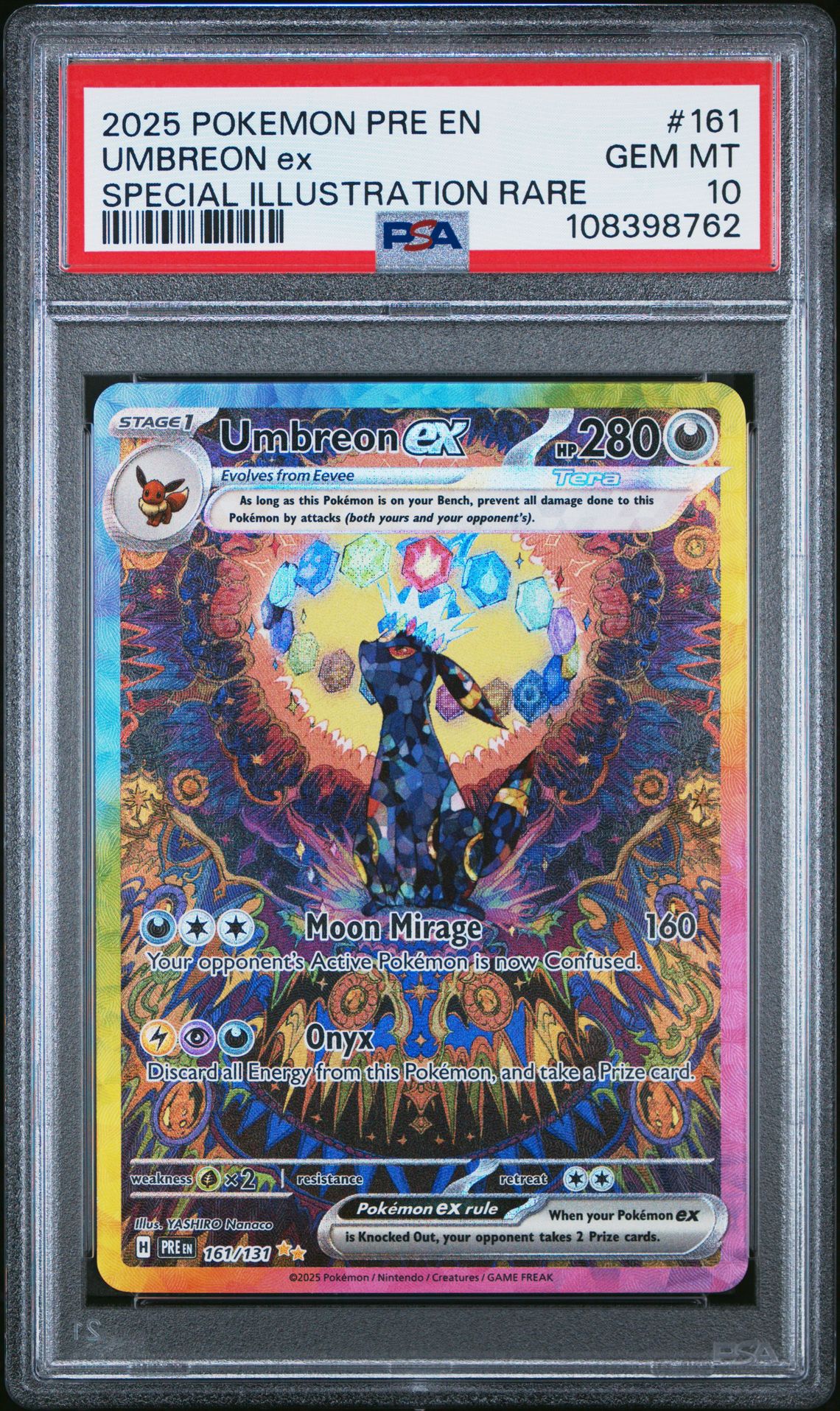 2025 Pokemon Pre En-Prismatic Evolutions Umbreon Ex #161 (Special Illustration Rare) Gem Mt 10 front