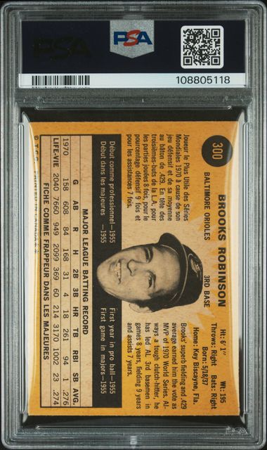 1971 O-Pee-Chee Brooks Robinson #300 Ex 5 back