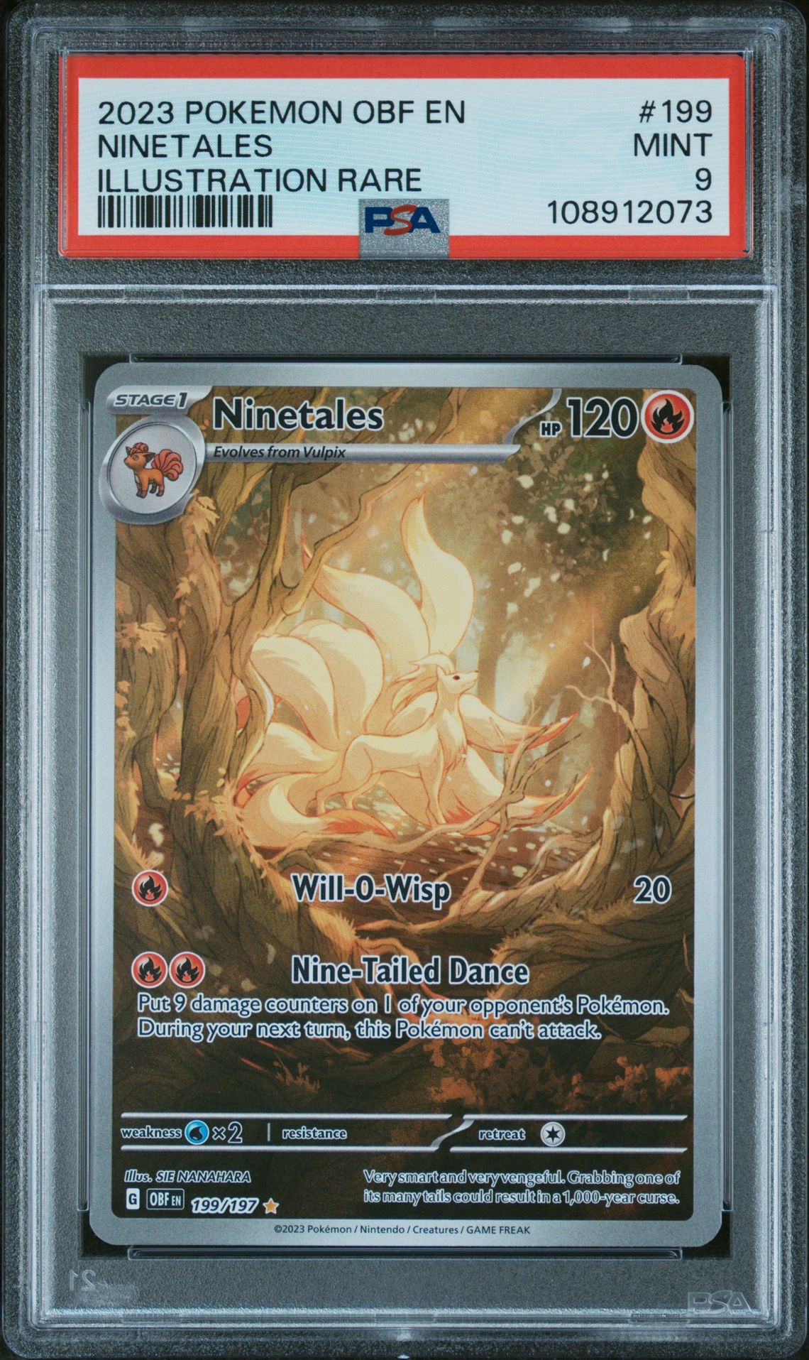 2023 Pokemon Obf En-Obsidian Flames Ninetales #199 (Illustration Rare) Mint 9 front