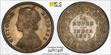 1882(B) 1/4 Rup SW-6.268 MS65