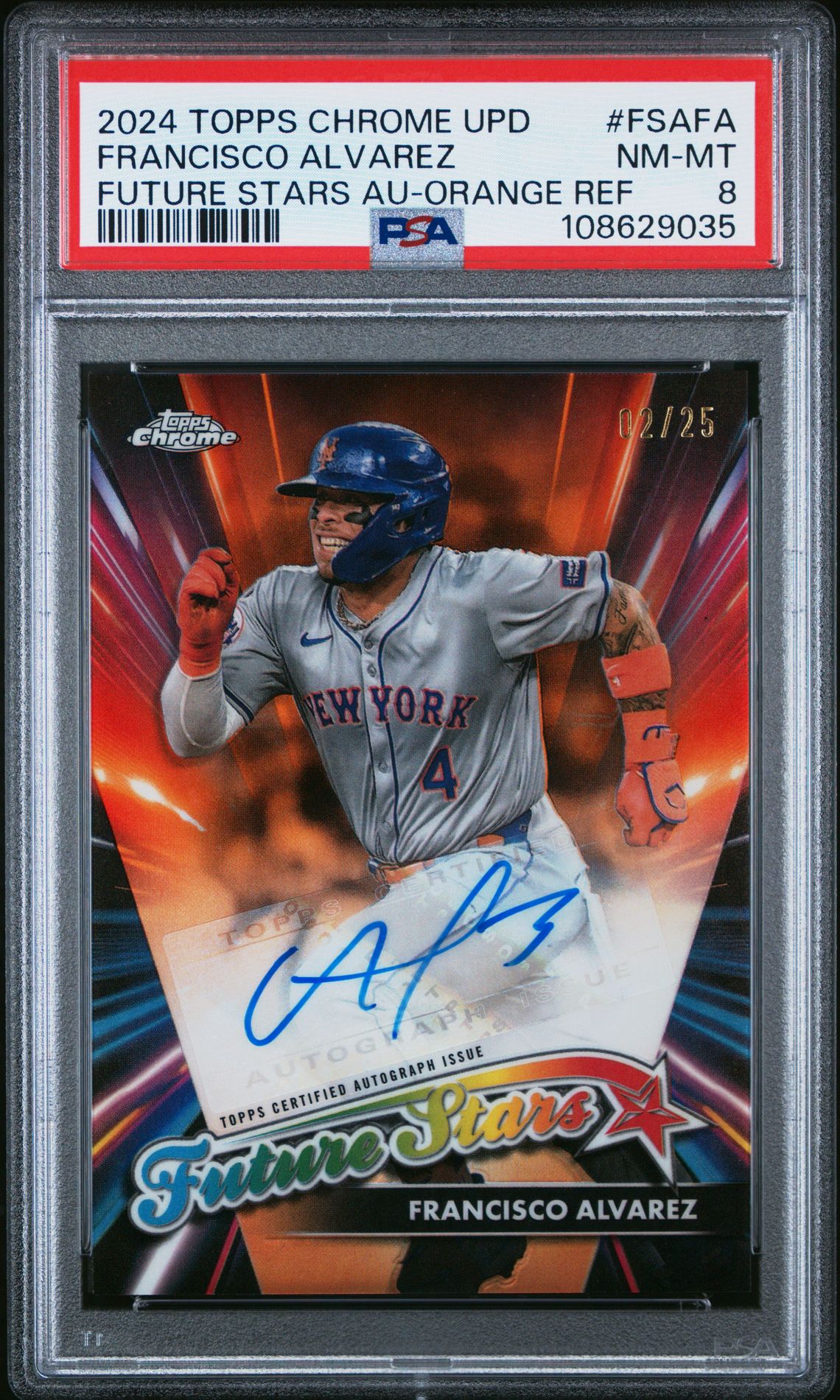 2024 Topps Chrome TOPPS CHROME UPDATE FUTURE STARS AUTOGRAPHS ORANGE REF #FSAFA Francisco Alvarez front