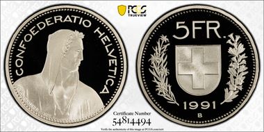 1991 B 5 Fr PR70DCAM
