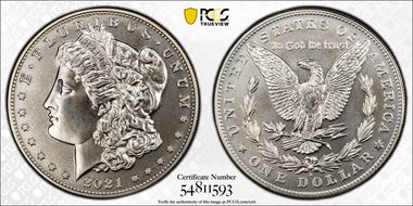2021-D $1 Morgan Dollar 100th Anniversary MS70