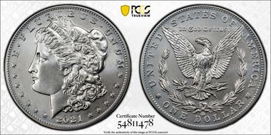 2021-CC Privy $1 Morgan Dollar 100th Anniversary MS69