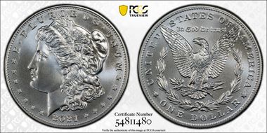 2021-D $1 Morgan Dollar 100th Anniversary MS69