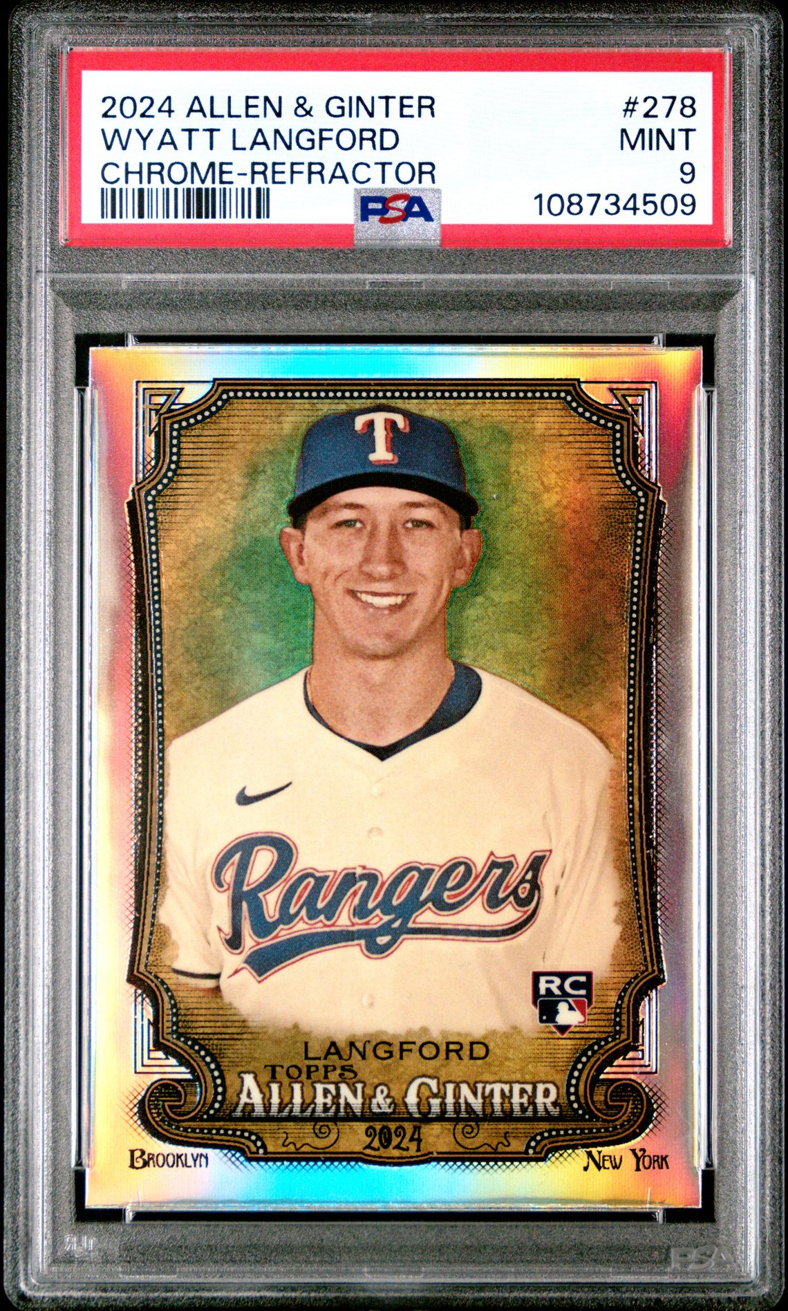 2024 Topps Allen & Ginter Wyatt Langford #278 (Chrome-Refractor) Mint 9 front