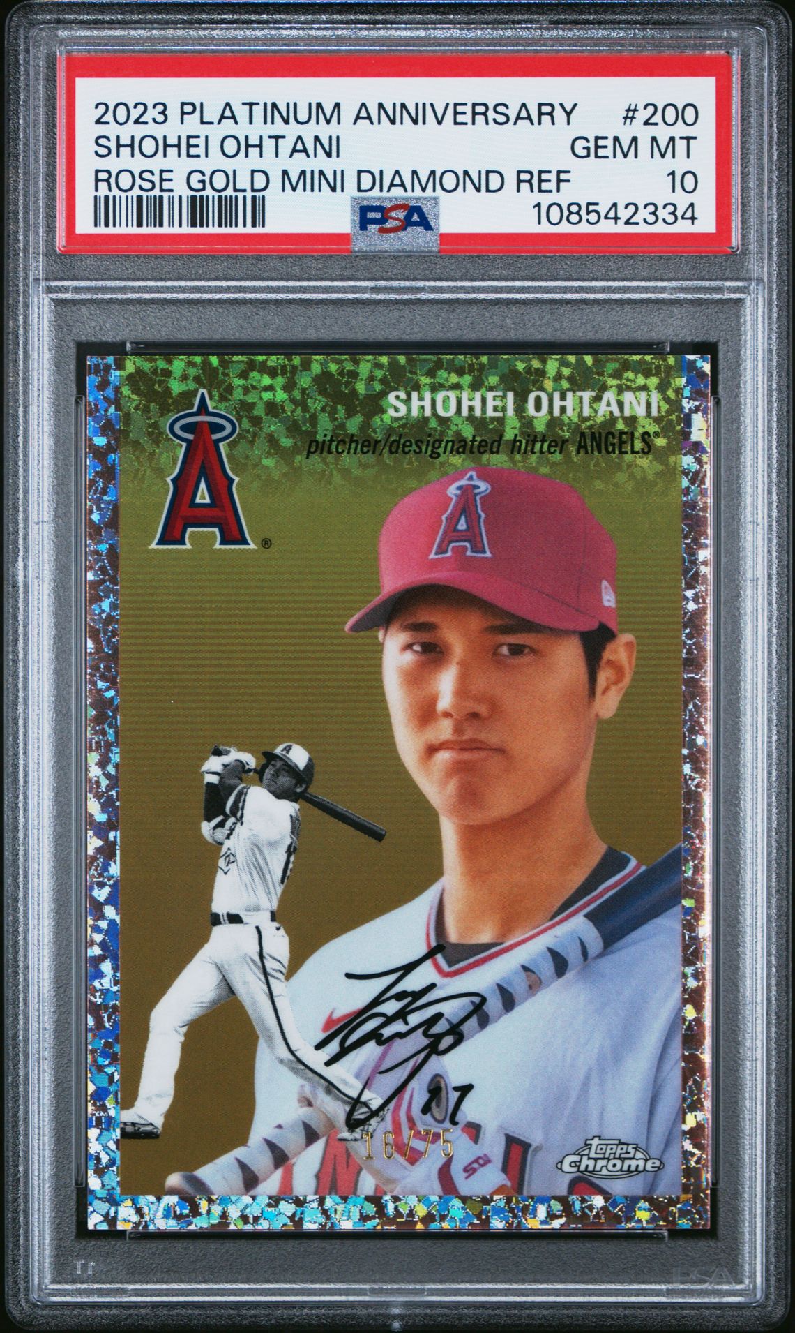 2023 Topps Topps Chrome ROSE GOLD MINI DIAMOND REF #200 Shohei Ohtani front
