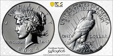 2024-S $1 Peace Dollar Rev PR Two-Coin Reverse Proof Set PR69