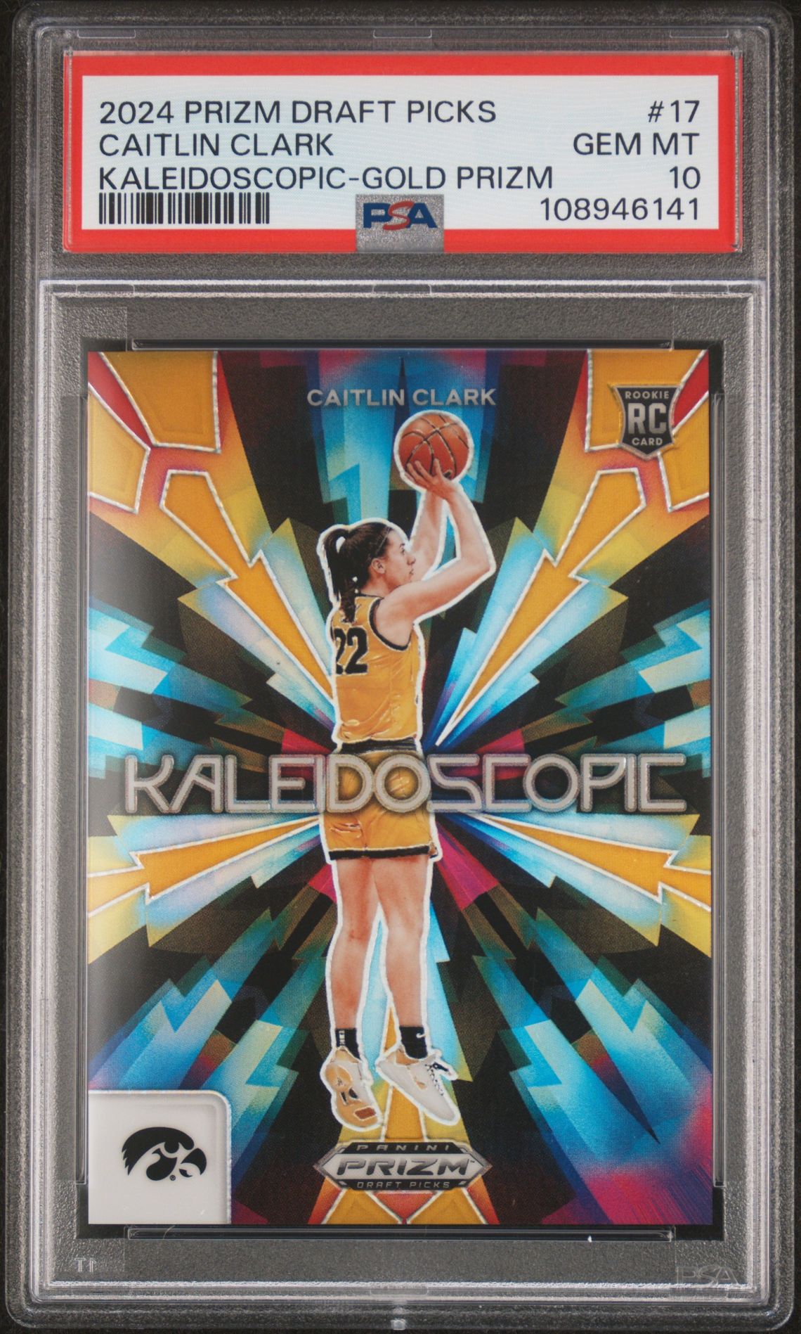 2024 Panini PANINI PRIZM DRAFT PICKS KALEIDOSCOPIC GOLD PRIZM #17 Caitlin Clark front