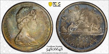 1965 S$1 Type 2 Sm Beads, Bl 5 MS64