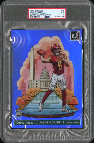 2024 Panini Donruss Downtown! Jayden Daniels #16 (Downtown!-Oversize) Mint 9 front