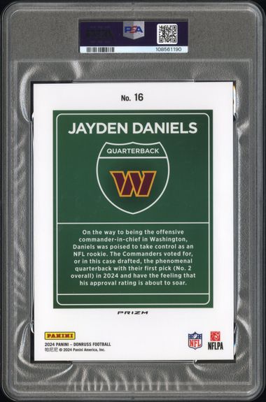 2024 Panini Donruss Downtown! Jayden Daniels #16 (Downtown!-Oversize) Nm-Mt 8 back